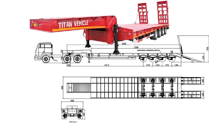 4 Axle 80 Ton Low Bed Semi Trailer for Sale in Namibia