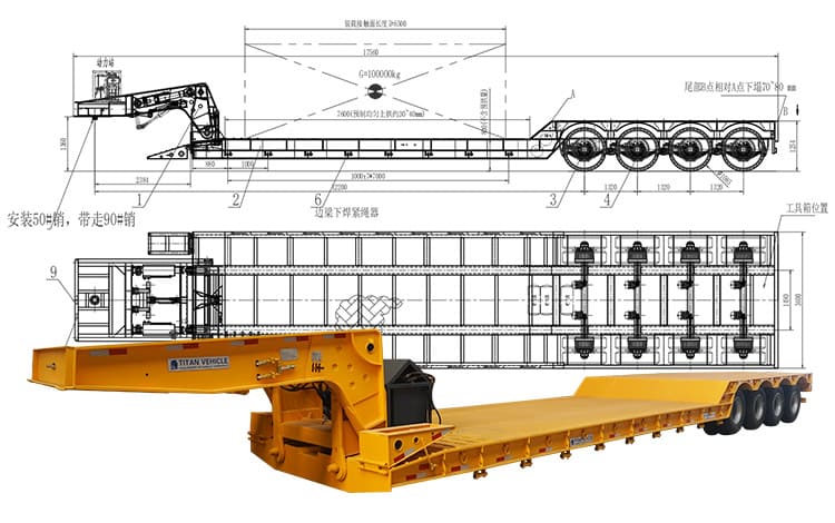 Detachable Gooseneck 100 Ton Lowboy Trailer for Sale in Namibia